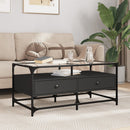 Couchtisch Mit Glasplatte Braun Eichen-Optik 98,5X50X45Cm Stahl
