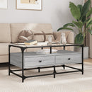 Couchtisch Mit Glasplatte Braun Eichen-Optik 98,5X50X45Cm Stahl