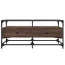 Couchtisch Mit Glasplatte Braun Eichen-Optik 98,5X50X45Cm Stahl