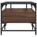 Couchtisch Mit Glasplatte Braun Eichen-Optik 98,5X50X45Cm Stahl
