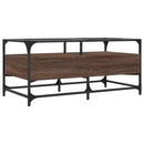 Couchtisch Mit Glasplatte Braun Eichen-Optik 98,5X50X45Cm Stahl