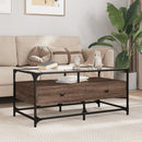 Couchtisch Mit Glasplatte Braun Eichen-Optik 98,5X50X45Cm Stahl