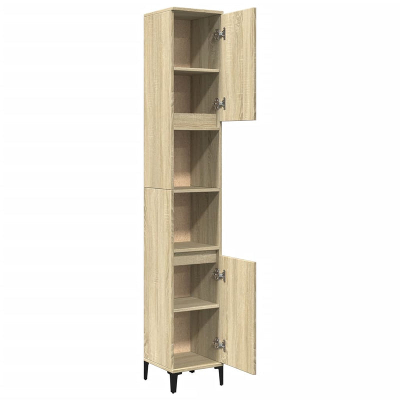 Badschrank Sonoma-Eiche 30x30x190 cm Holzwerkstoff