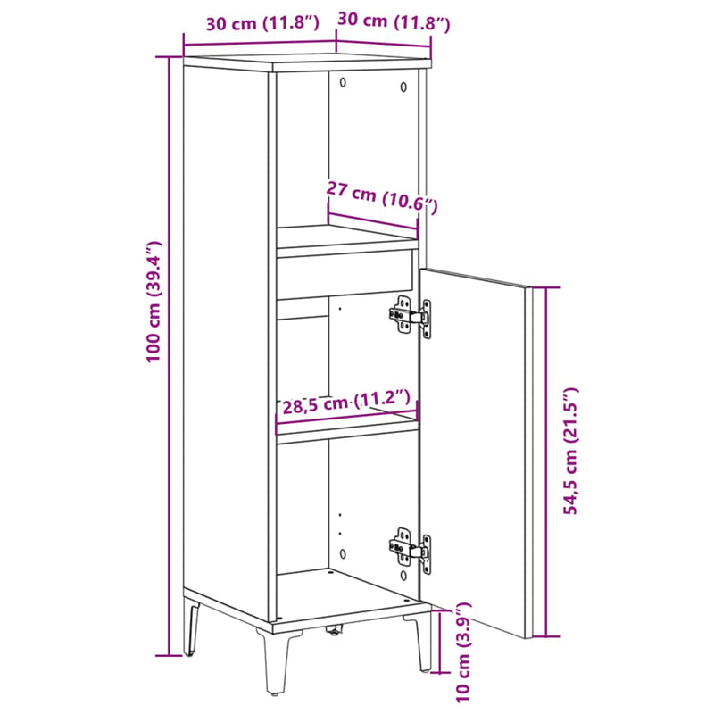 Badschrank Sonoma-Eiche 30x30x100 cm Holzwerkstoff