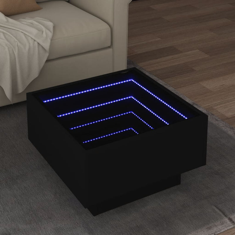 LED-Couchtisch Schwarz 50x50x30 cm Holzwerkstoff