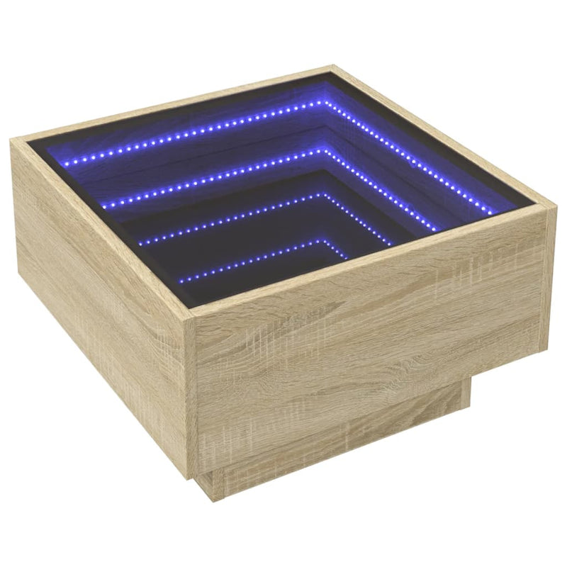 LED-Couchtisch Sonoma Eiche 50x50x30 cm Holzwerkstoff