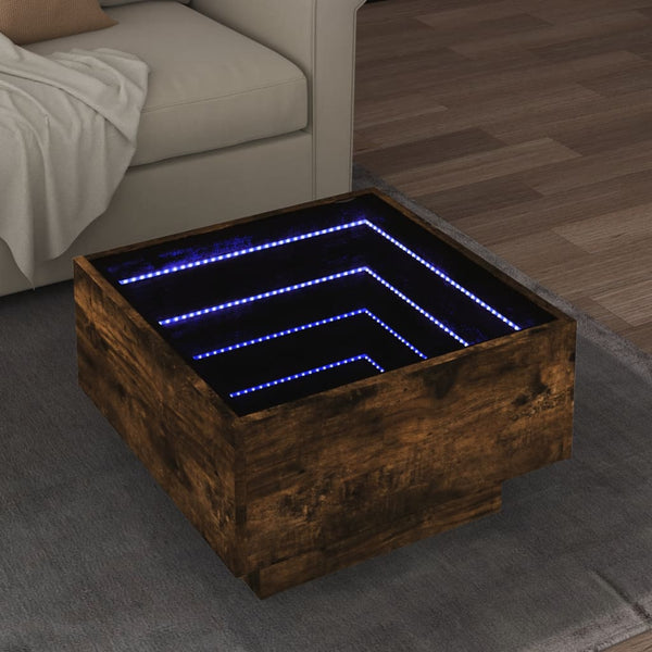 LED-Couchtisch Räuchereiche 50x50x30 cm Holzwerkstoff