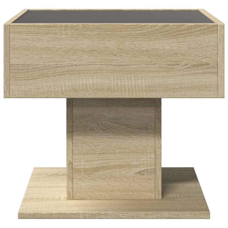 LED-Couchtisch Sonoma Eiche 50x50x45 cm Holzwerkstoff