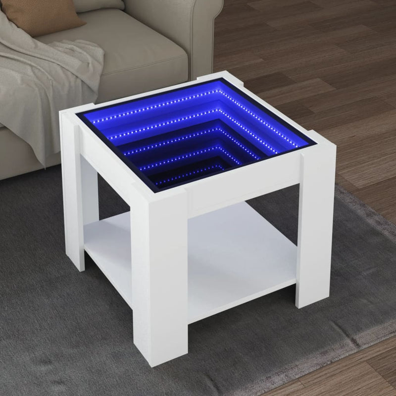 LED-Couchtisch Weiß 53x53x45 cm Holzwerkstoff