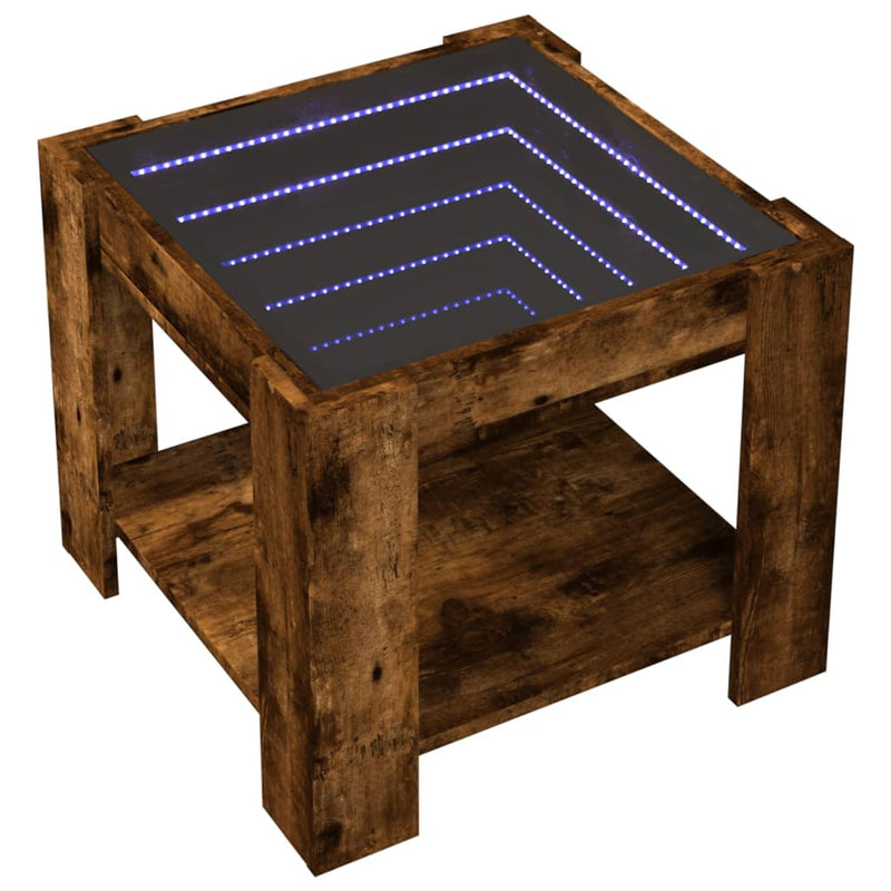 LED-Couchtisch Räuchereiche 53x53x45 cm Holzwerkstoff