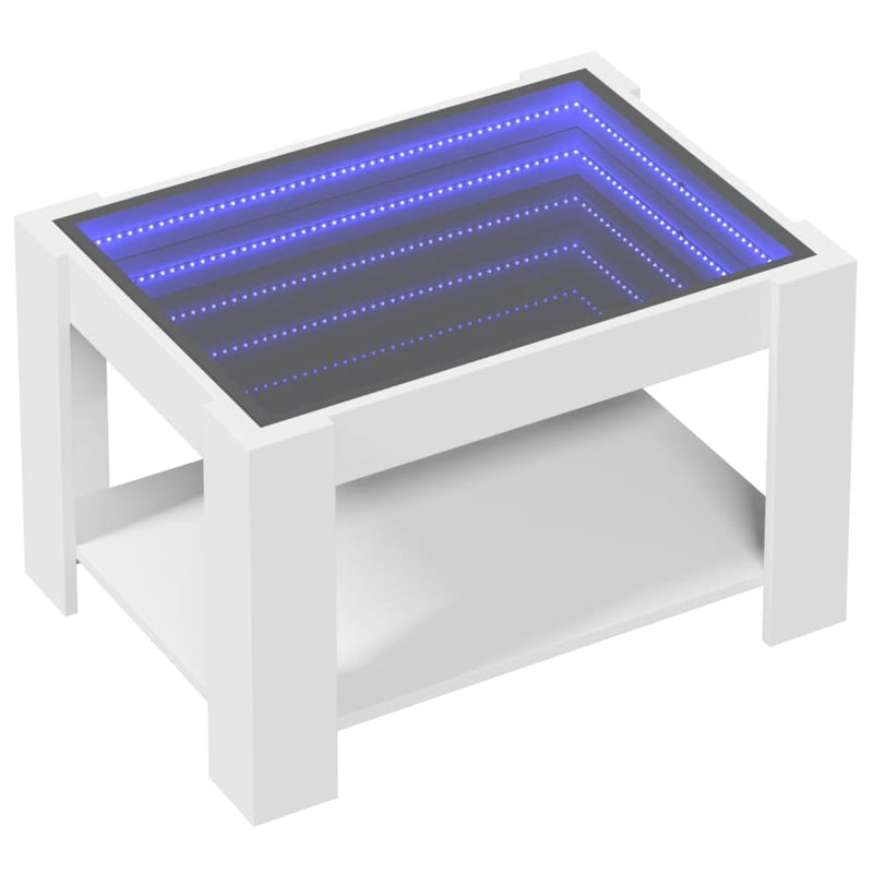 Couchtisch mit LED-Leuchten Weiß 73x53x45 cm Holzwerkstoff