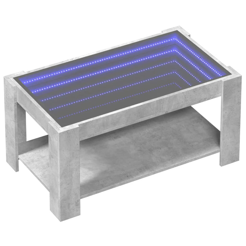 LED-Couchtisch Betongrau 93x53x45 cm Holzwerkstoff