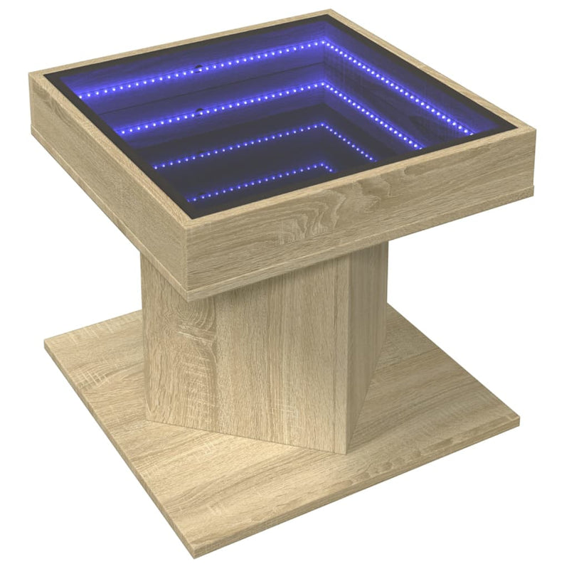 LED-Couchtisch Sonoma Eiche 50x50x45 cm Holzwerkstoff