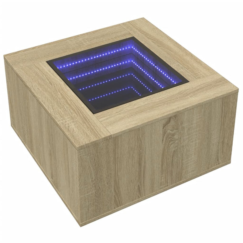 LED-Couchtisch Sonoma-Eiche 60x60x40 cm Holzwerkstoff