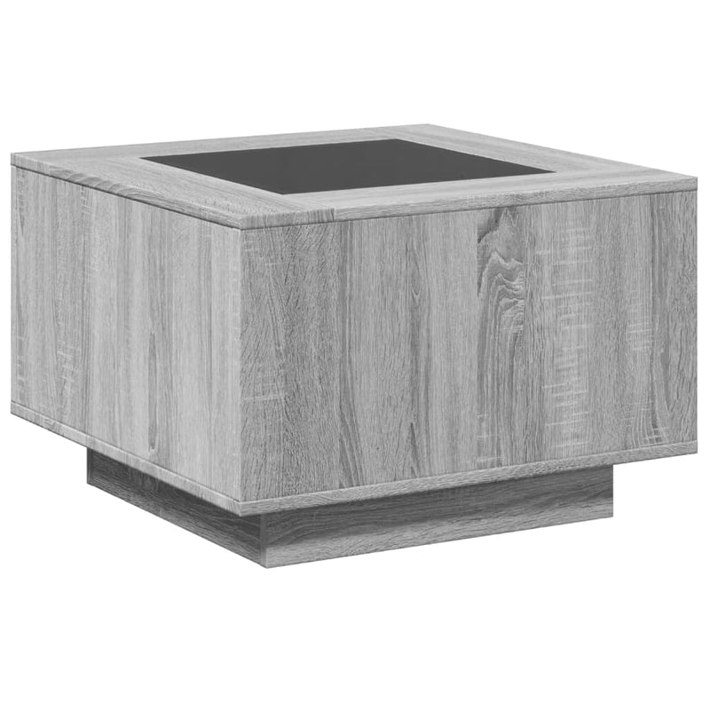 LED-Couchtisch Grau Sonoma 60x60x40 cm Holzwerkstoff