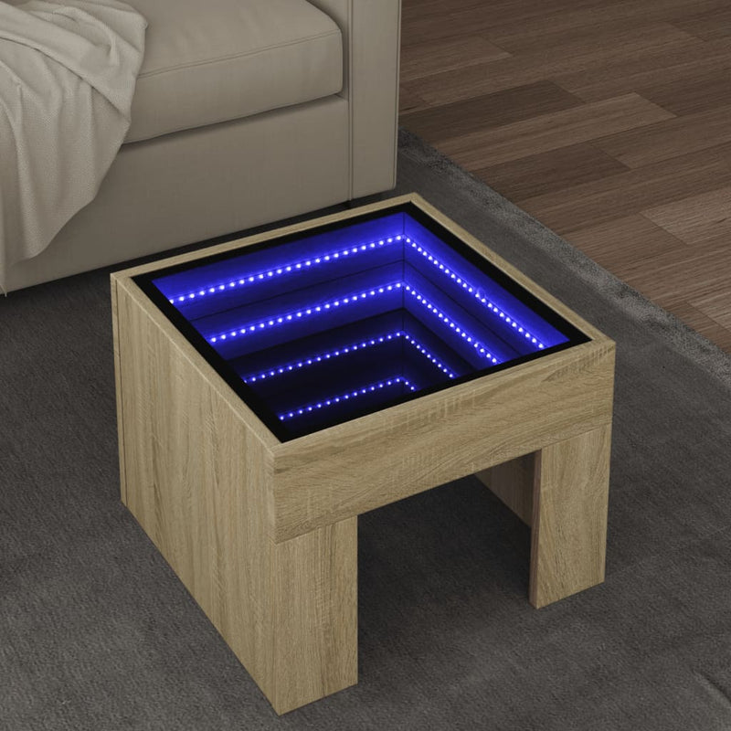 Couchtisch mit Infinity-LED Sonoma-Eiche 40x40x30 cm