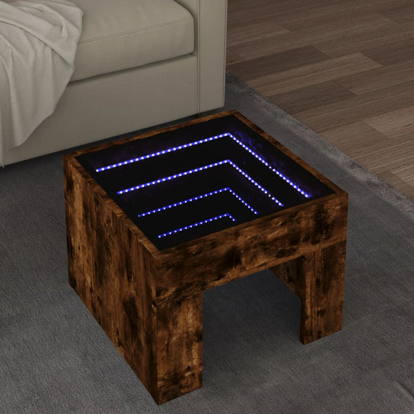 Couchtisch mit Infinity-LED Räuchereiche 40x40x30 cm