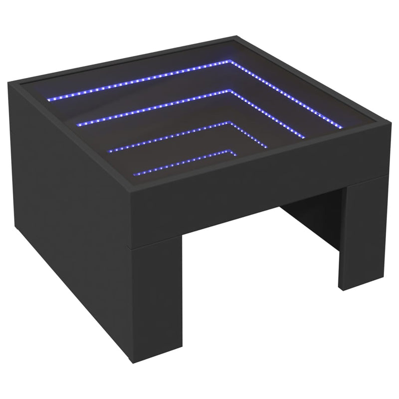 Couchtisch mit Infinity-LED Schwarz 50x50x30 cm