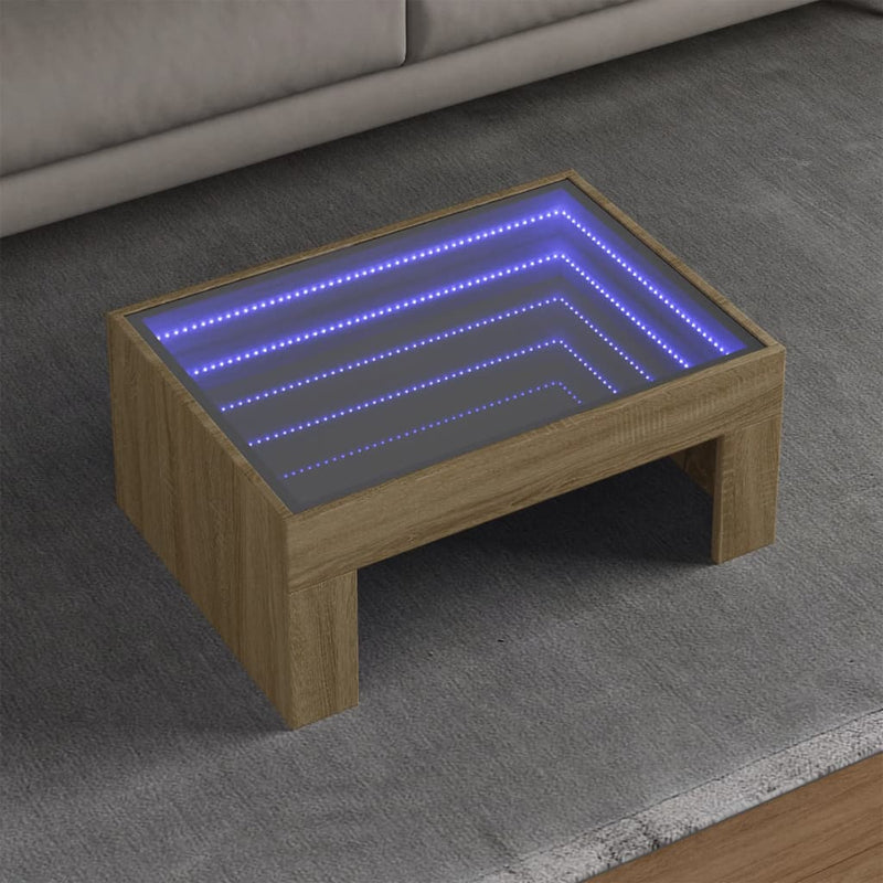 Couchtisch mit Infinity-LED Sonoma-Eiche 70x50x30 cm