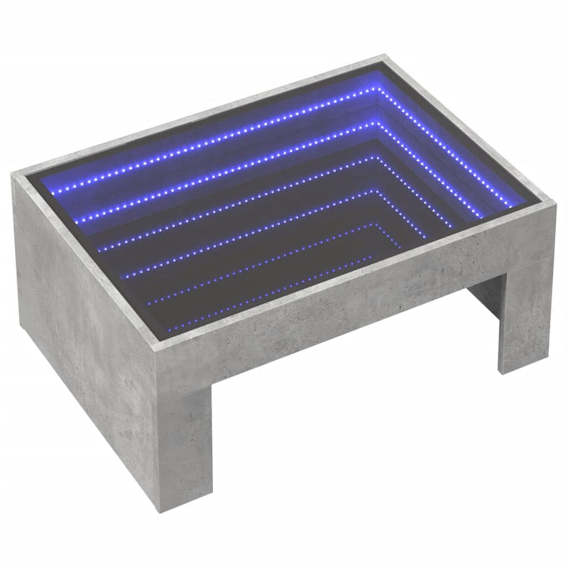 Couchtisch mit Infinity-LED Betongrau 70x50x30 cm