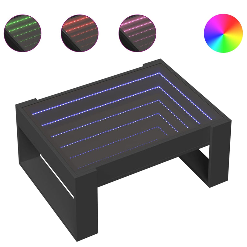 Couchtisch mit Infinity-LED Schwarz 70x53x30 cm