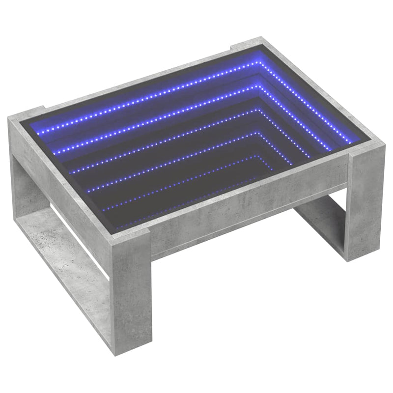 Couchtisch mit Infinity-LED Betongrau 70x53x30 cm