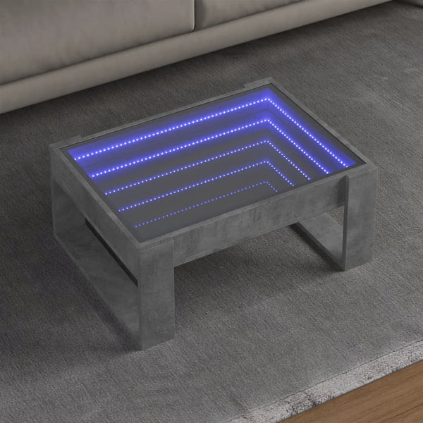 Couchtisch mit Infinity-LED Betongrau 70x53x30 cm