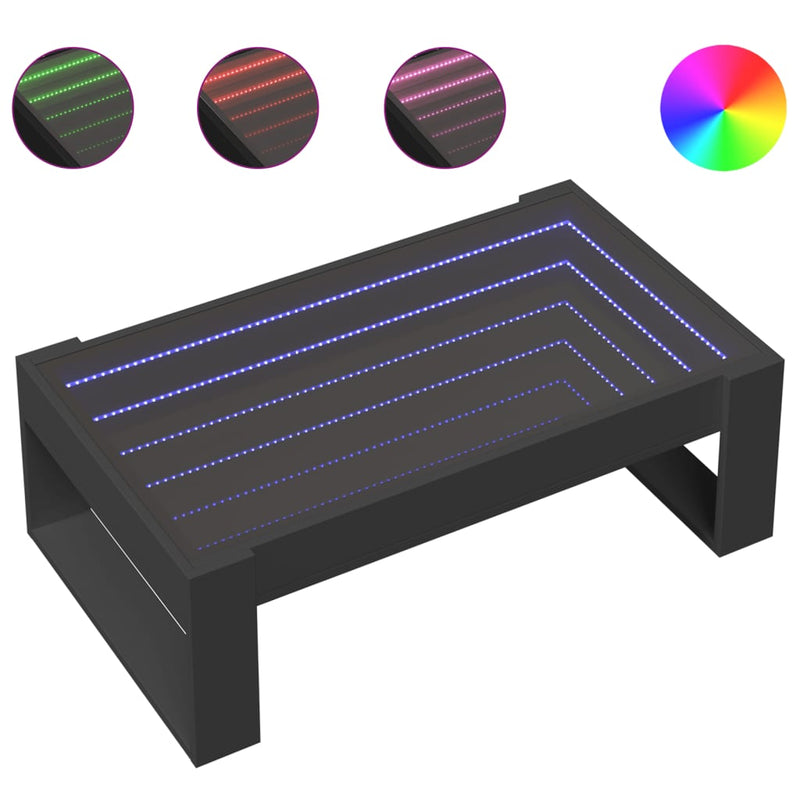 Couchtisch mit Infinity-LED Schwarz 90x53x30 cm