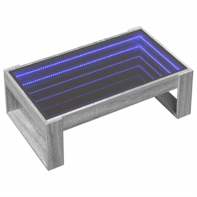 Couchtisch mit Infinity-LED Grau Sonoma 90x53x30 cm