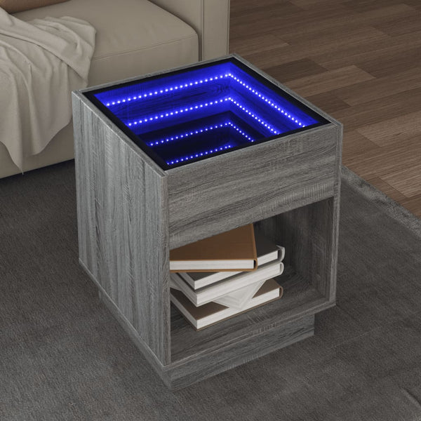 Couchtisch mit Infinity-LED Grau Sonoma 40x40x50 cm