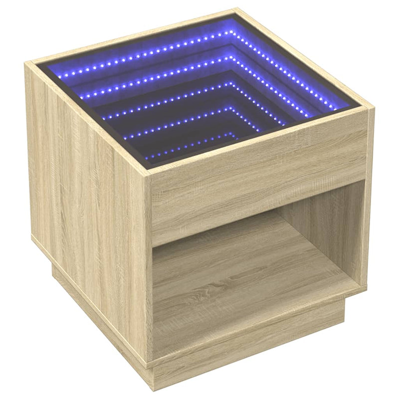 Couchtisch mit Infinity-LED Sonoma-Eiche 50x50x50 cm