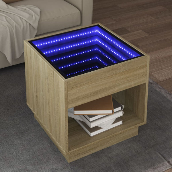 Couchtisch mit Infinity-LED Sonoma-Eiche 50x50x50 cm