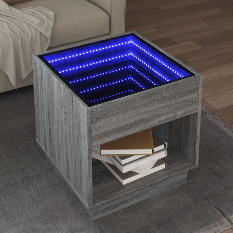 Couchtisch mit Infinity-LED Grau Sonoma 50x50x50 cm