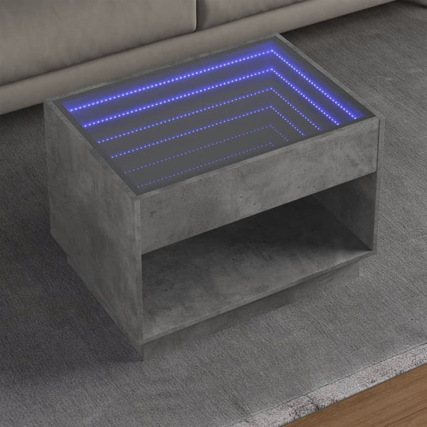 Couchtisch mit Infinity-LED Betongrau 70x50x50 cm