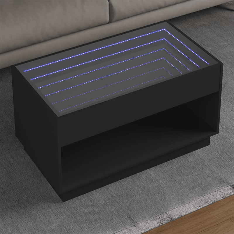 Couchtisch mit Infinity-LED Schwarz 90x50x50 cm