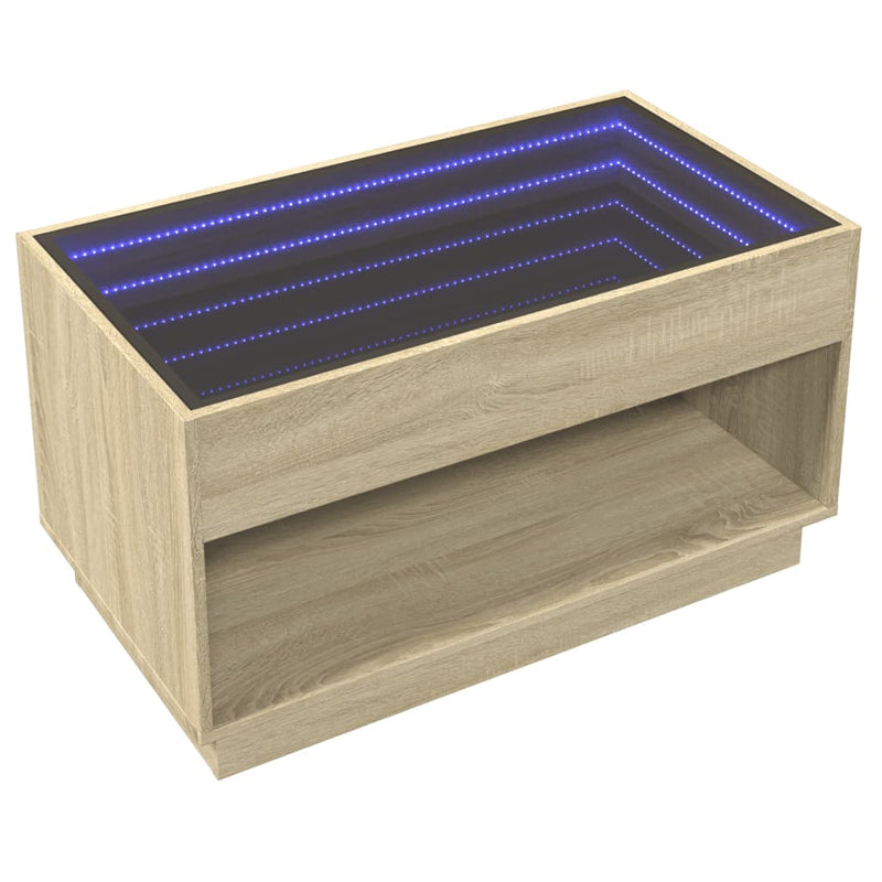 Couchtisch mit Infinity-LED Sonoma-Eiche 90x50x50 cm