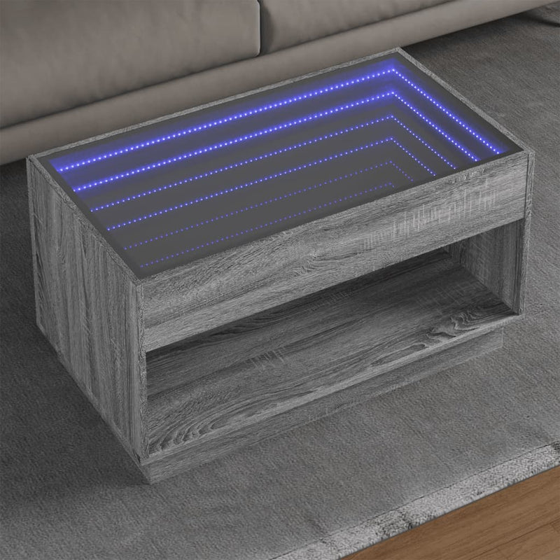 Couchtisch mit Infinity-LED Grau Sonoma 90x50x50 cm