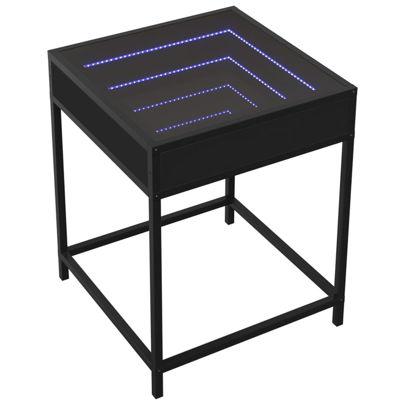 Couchtisch mit Infinity-LED Schwarz 40x40x51 cm