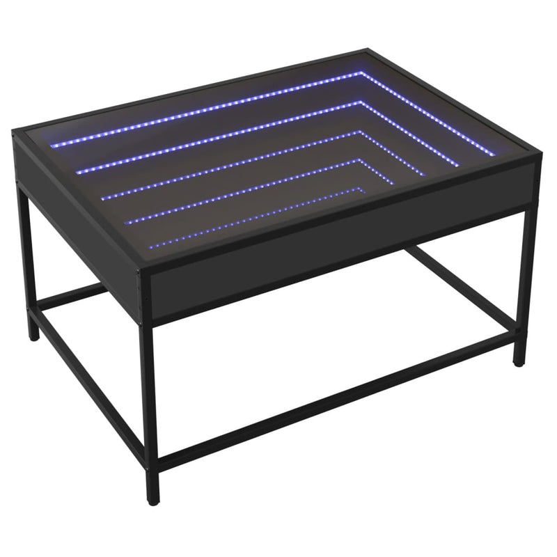 Couchtisch mit Infinity-LED Schwarz 70x50x41 cm