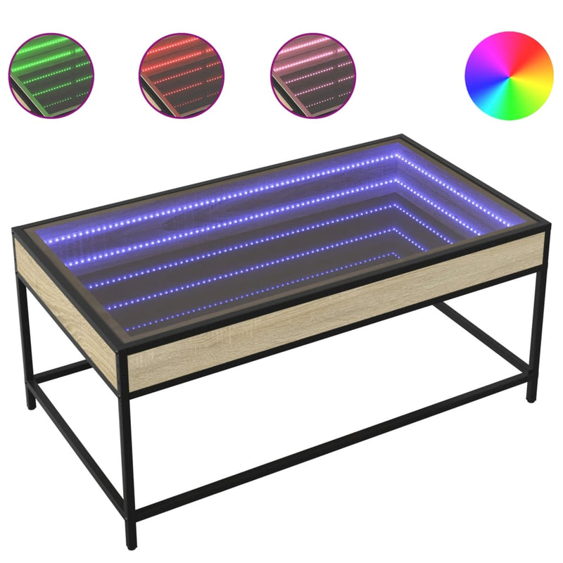 Couchtisch mit Infinity-LED Sonoma-Eiche 90x50x41 cm