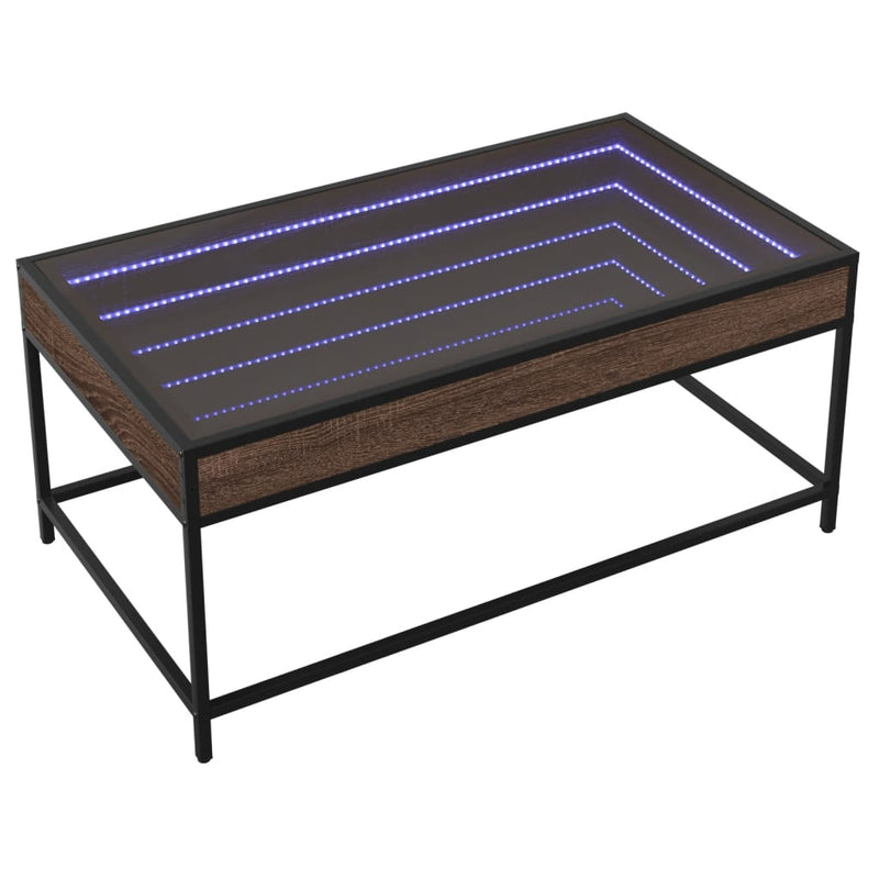 Couchtisch mit Infinity-LED Braun Eichen-Optik 90x50x41 cm