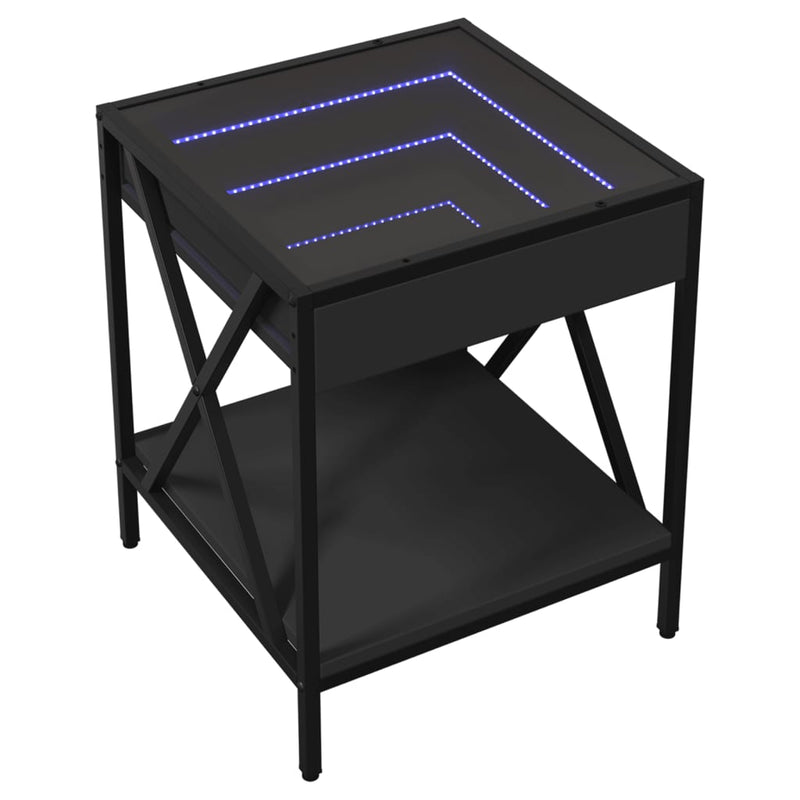 Couchtisch mit Infinity-LED Schwarz 40x40x49 cm