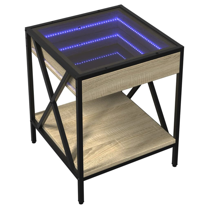 Couchtisch mit Infinity-LED Sonoma-Eiche 40x40x49 cm