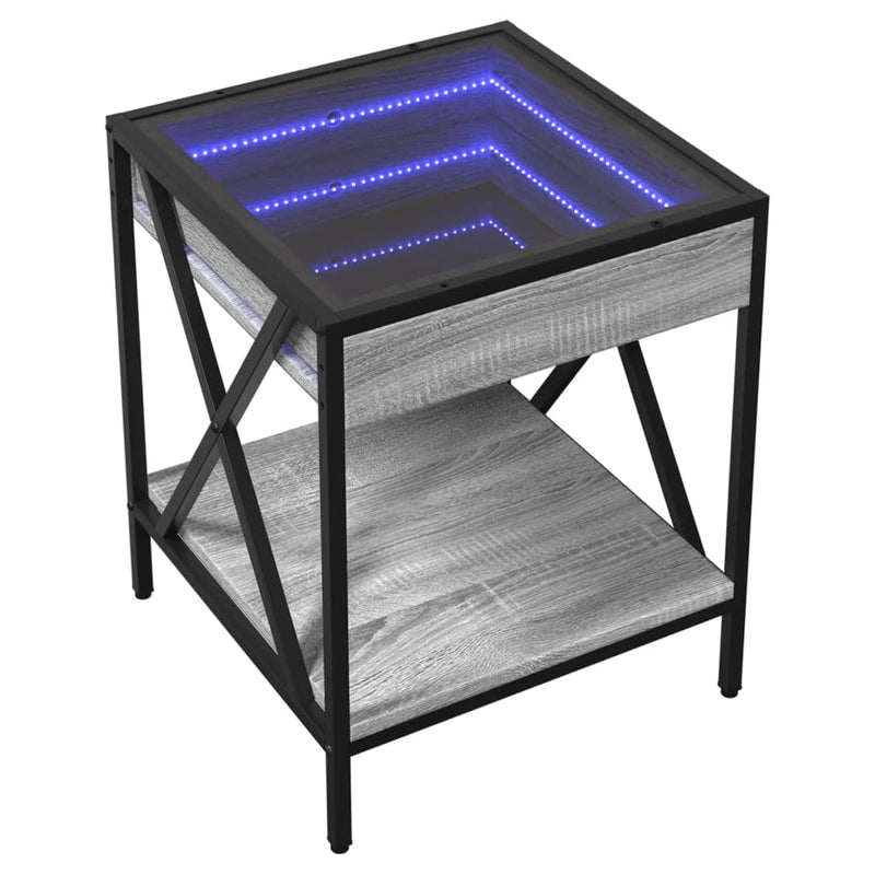 Couchtisch mit Infinity-LED Grau Sonoma 40x40x49 cm