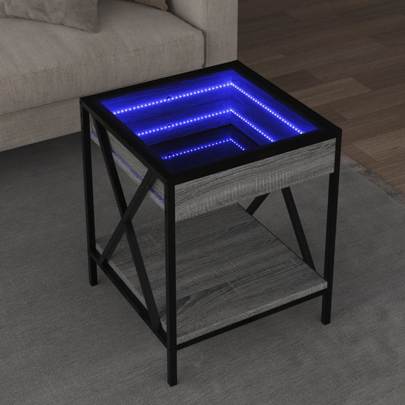 Couchtisch mit Infinity-LED Grau Sonoma 40x40x49 cm