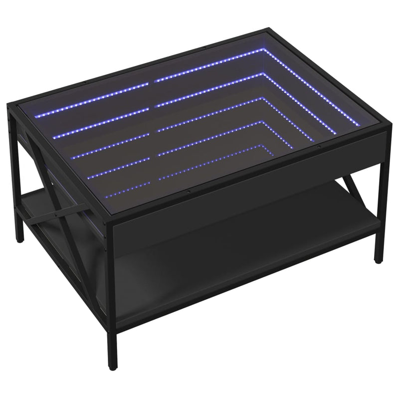 Couchtisch mit Infinity-LED Schwarz 70x50x38 cm