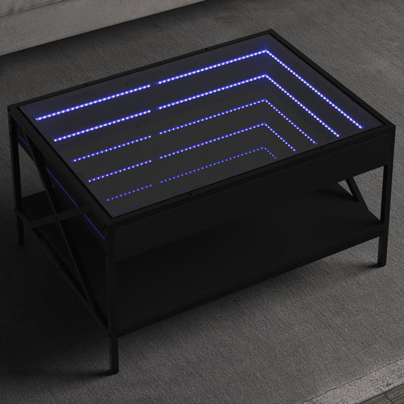 Couchtisch mit Infinity-LED Schwarz 70x50x38 cm