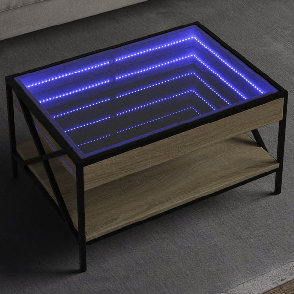 Couchtisch mit Infinity-LED Sonoma-Eiche 70x50x38 cm