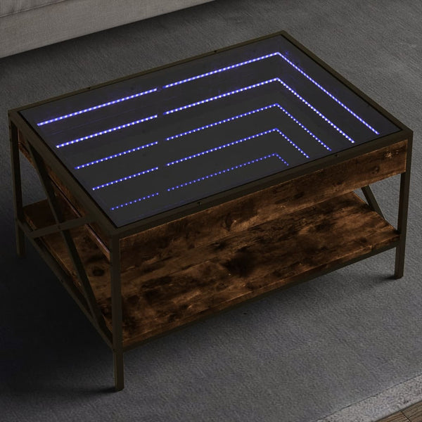 Couchtisch mit Infinity-LED Räuchereiche 70x50x38 cm