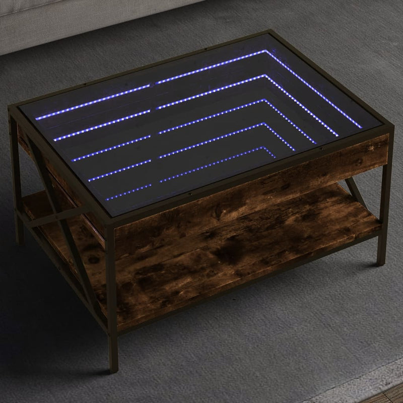 Couchtisch mit Infinity-LED Räuchereiche 70x50x38 cm